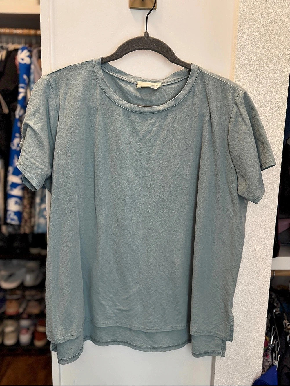 Dress Up Boutique Blue High Low Side Slit Tee Top